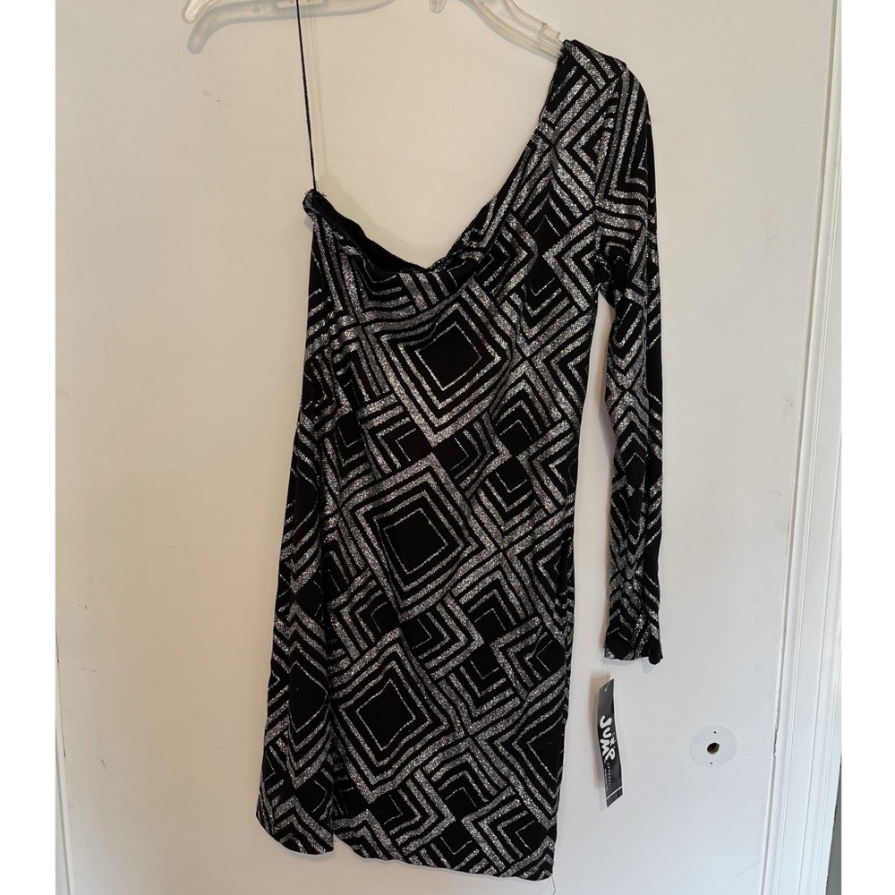 New With Tags Jump Apparel Size Medium Mini Black One Sleeve Dress